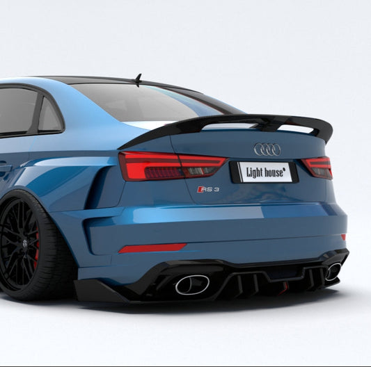 Audi RS3 8V.5 2018 2019 2020 with Aftermarket Parts - Rear Diffuser Carbon Fiber / FRP from SPECTER PLUS