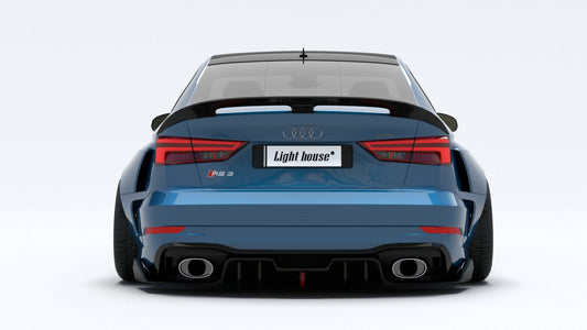 Audi RS3 S3 A3 8V/8V.5 2014 2015 2016 2017 2018 2019 2020 with Aftermarket Parts - Rear Lip Spoiler Carbon Fiber / FRP from SPECTER PLUS