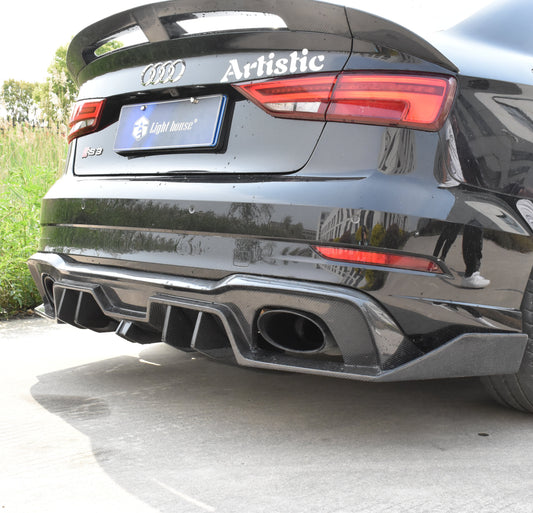 Audi RS3 8V.5 2018 2019 2020 with Aftermarket Parts - Rear Diffuser Carbon Fiber / FRP from SPECTER PLUS