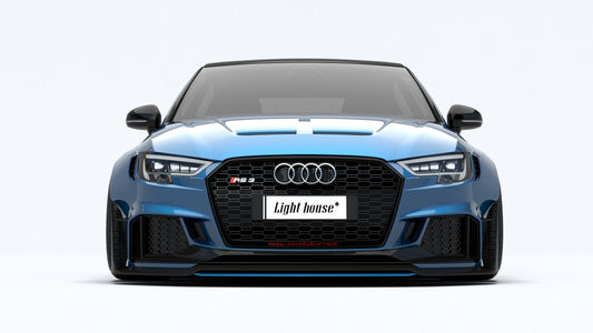 Audi RS3 8V.5 2018 2019 2020 with Aftermarket Parts - V1 Front Lip Carbon Fiber / FRP from SPECTER PLUS