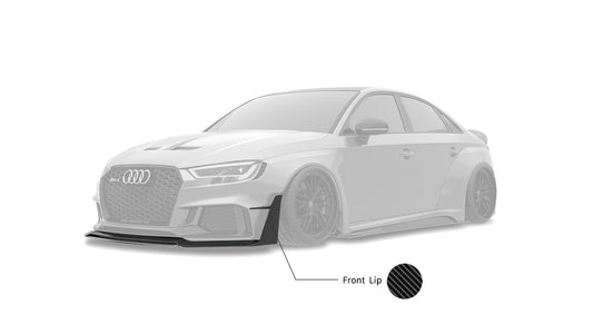 Audi RS3 8V.5 2018 2019 2020 with Aftermarket Parts - V1 Front Lip Carbon Fiber / FRP from SPECTER PLUS