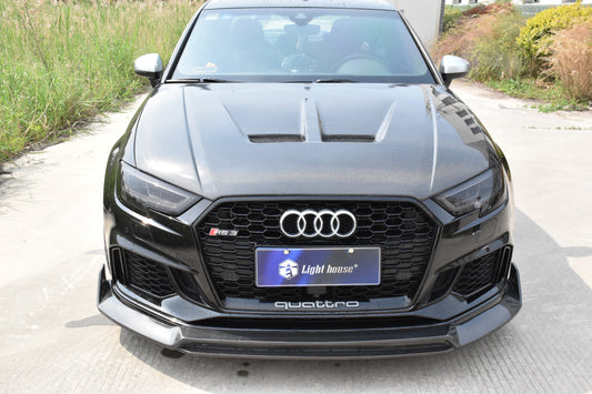 Audi RS3 8V.5 2018 2019 2020 with Aftermarket Parts - V2 Front Lip Carbon Fiber / FRP from SPECTER PLUS