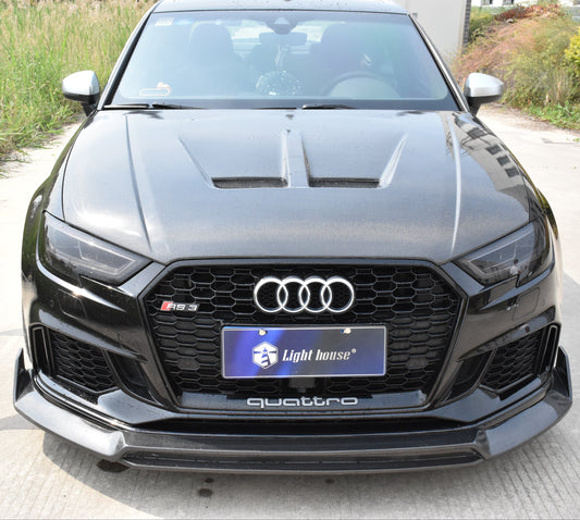 Audi RS3 8V.5 2018 2019 2020 with Aftermarket Parts - V2 Front Lip Carbon Fiber / FRP from SPECTER PLUS
