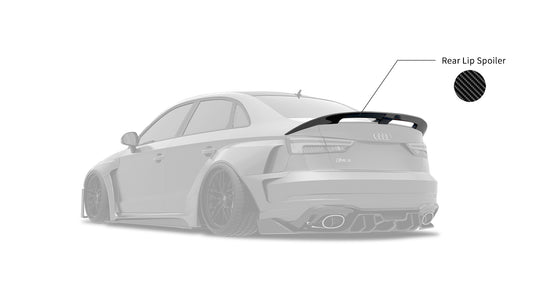 Audi RS3 S3 A3 8V/8V.5 2014 2015 2016 2017 2018 2019 2020 with Aftermarket Parts - Rear Lip Spoiler Carbon Fiber / FRP from SPECTER PLUS