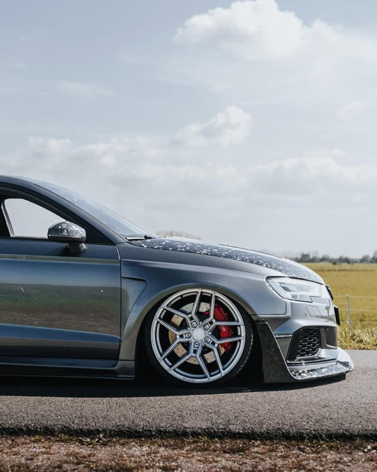 Audi RS3 S3 A3 8V/8V.5 2014 2015 2016 2017 2018 2019 2020 with Aftermarket Parts - Widebody Rear Quarter Panel Flares Carbon Fiber / FRP from SPECTER PLUS