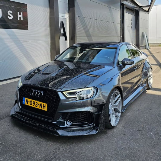 Audi RS3 8V.5 2018 2019 2020 with Aftermarket Parts - V1 Front Lip Carbon Fiber / FRP from SPECTER PLUS