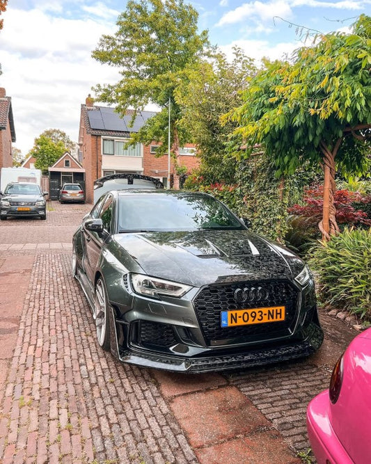 Audi RS3 8V.5 2018 2019 2020 with Aftermarket Parts - V1 Front Lip Carbon Fiber / FRP from SPECTER PLUS