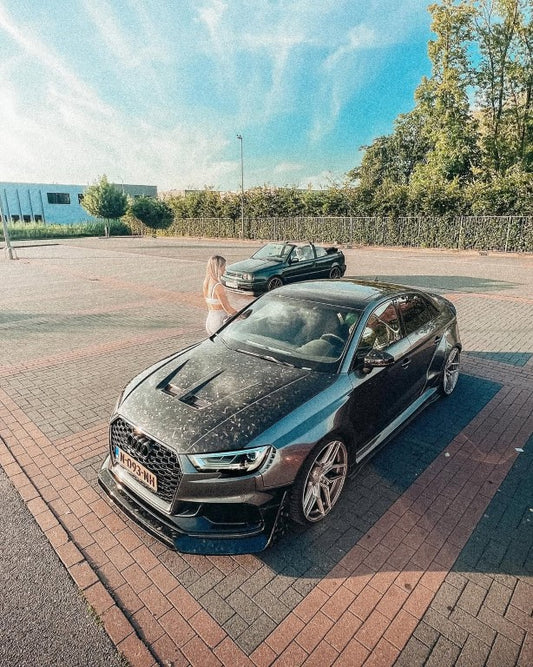 Audi RS3 8V.5 2018 2019 2020 with Aftermarket Parts - Side Skirts & Side Skirts Extentions Carbon Fiber / FRP from SPECTER PLUS