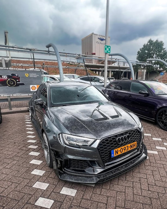 Audi RS3 8V.5 2018 2019 2020 with Aftermarket Parts - Hood Carbon Fiber / FRP from SPECTER PLUS