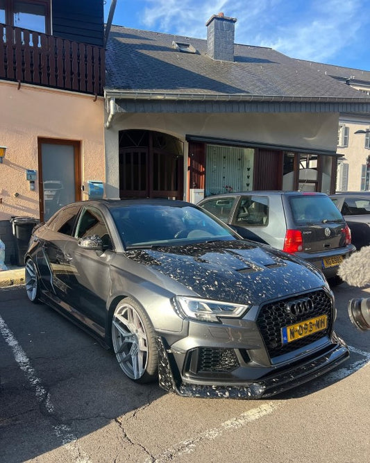 Audi RS3 8V.5 2018 2019 2020 with Aftermarket Parts - V1 Front Lip Carbon Fiber / FRP from SPECTER PLUS