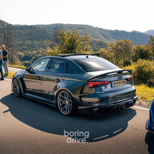 Audi RS3 8V.5 2018 2019 2020 with Aftermarket Parts - Side Skirts & Side Skirts Extentions Carbon Fiber / FRP from SPECTER PLUS