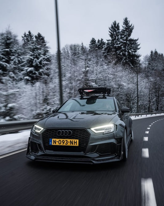 Audi RS3 8V.5 2018 2019 2020 with Aftermarket Parts - V1 Front Lip Carbon Fiber / FRP from SPECTER PLUS