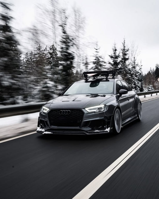 Audi RS3 8V.5 2018 2019 2020 with Aftermarket Parts - V1 Front Lip Carbon Fiber / FRP from SPECTER PLUS