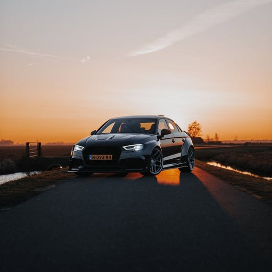 Audi RS3 8V.5 2018 2019 2020 with Aftermarket Parts - Side Skirts & Side Skirts Extentions Carbon Fiber / FRP from SPECTER PLUS