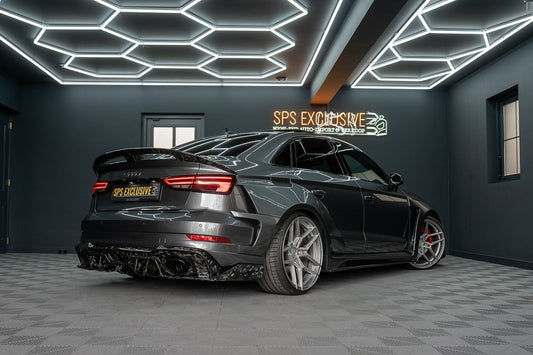 Audi RS3 8V.5 2018 2019 2020 with Aftermarket Parts - Rear Diffuser Carbon Fiber / FRP from SPECTER PLUS