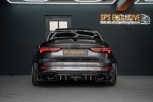 Audi RS3 S3 A3 8V/8V.5 2014 2015 2016 2017 2018 2019 2020 with Aftermarket Parts - Rear Lip Spoiler Carbon Fiber / FRP from SPECTER PLUS