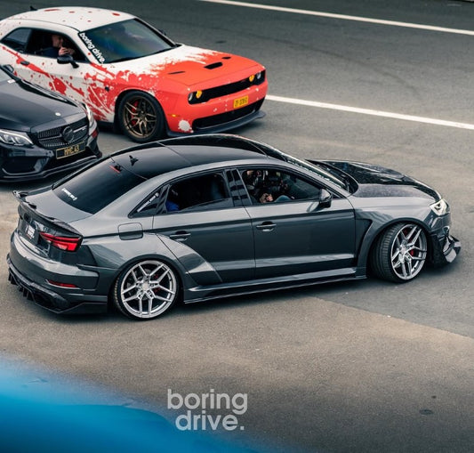 Audi RS3 S3 A3 8V/8V.5 2014 2015 2016 2017 2018 2019 2020 with Aftermarket Parts - Rear Lip Spoiler Carbon Fiber / FRP from SPECTER PLUS