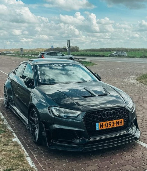 Audi RS3 8V.5 2018 2019 2020 with Aftermarket Parts - Hood Carbon Fiber / FRP from SPECTER PLUS