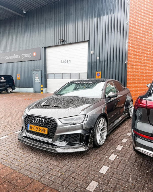Audi RS3 8V.5 2018 2019 2020 with Aftermarket Parts - V1 Front Lip Carbon Fiber / FRP from SPECTER PLUS