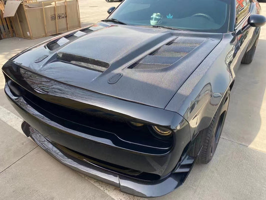 Dodge Challenger Base SXT SRT8 392 GT R/T Hellcat Redeye Jailbreak Demon 2008 2009 2010 2011 2012 2013 2014 2015 2016 2017 2018 2019 2020 2021 2022 2023 with Aftermarket Parts - V3 Hood Carbon Fiber/FRP from Aero Republic