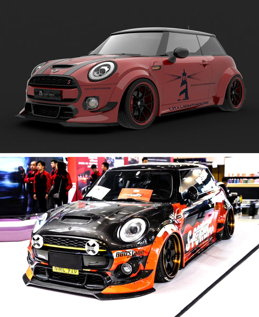 MINI Cooper JCW (John Cooper Works) Base S F56 LCI 2022-ON with Aftermarket Parts - Front Lip Carbon Fiber / FRP from SPECTER PLUS