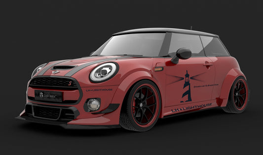 MINI Cooper JCW (John Cooper Works) Base S F56 LCI 2022-ON with Aftermarket Parts - Upper Side Skirts & Side Skirts Extentions Carbon Fiber / FRP from SPECTER PLUS