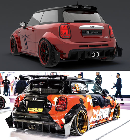 MINI Cooper JCW (John Cooper Works) Base S F56 LCI 2022-ON with Aftermarket Parts - Upper Side Skirts & Side Skirts Extentions Carbon Fiber / FRP from SPECTER PLUS