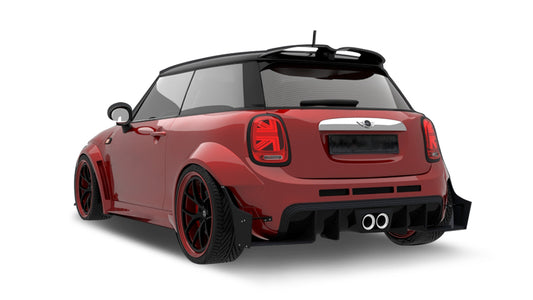 MINI Cooper JCW (John Cooper Works) Base S F56 LCI 2022-ON with Aftermarket Parts - Rear Diffuser & Canards Carbon Fiber / FRP from SPECTER PLUS