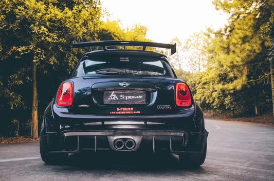 MINI Cooper JCW (John Cooper Works) Base S F56 LCI 2022-ON with Aftermarket Parts - Rear Diffuser & Canards Carbon Fiber / FRP from SPECTER PLUS