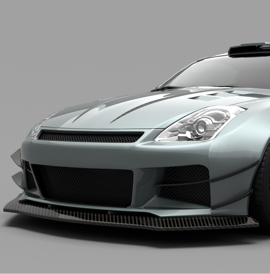Nissan 350Z Nismo Performance Anniversary Grand Touring Base Fairlady Z Z33 2003 2004 2005 2006 2007 2008 2009 with Aftermarket Parts - Front Bumper & Front Lip Carbon Fiber / FRP from SPECTER PLUS