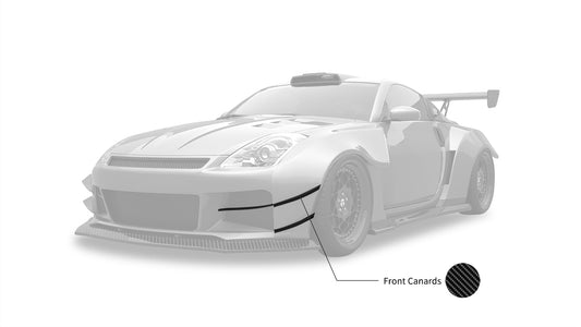 Nissan 350Z Nismo Performance Anniversary Grand Touring Base Fairlady Z Z33 2003 2004 2005 2006 2007 2008 2009 with Aftermarket Parts - Front Canards Carbon Fiber / FRP from SPECTER PLUS