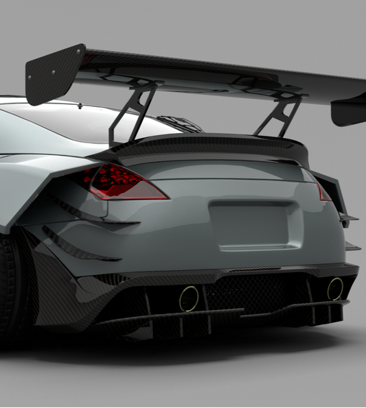 Nissan 350Z Nismo Performance Anniversary Grand Touring Base Fairlady Z Z33 2003 2004 2005 2006 2007 2008 2009 with Aftermarket Parts - Rear Bumper & Rear Diffuser Carbon Fiber / FRP from SPECTER PLUS
