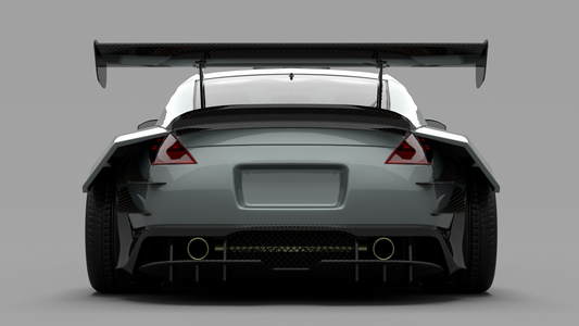 Nissan 350Z Nismo Performance Anniversary Grand Touring Base Fairlady Z Z33 2003 2004 2005 2006 2007 2008 2009 with Aftermarket Parts - Rear Bumper & Rear Diffuser Carbon Fiber / FRP from SPECTER PLUS