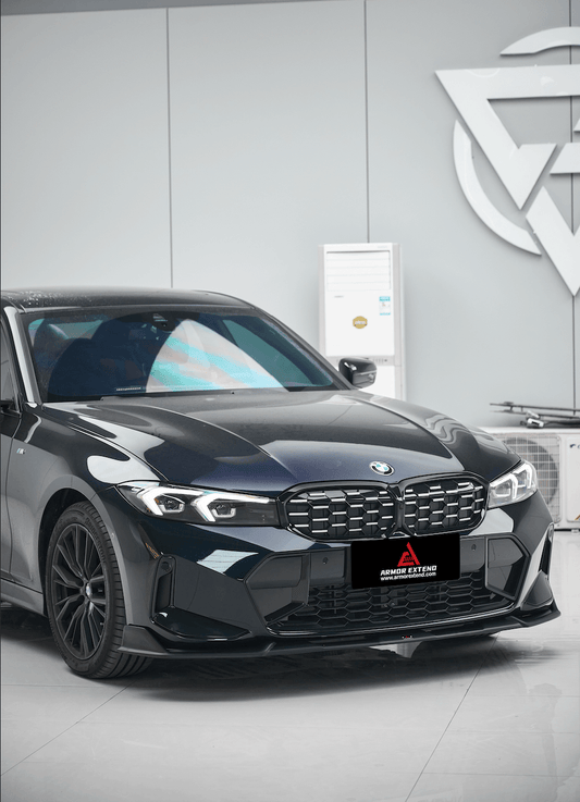 BMW 3 Series 330i (With M-Package Bumper, does not fit base model) M340i LCI G20 G21 2023 2024 with Aftermarket Parts - Plustic Style Front Lip ABS from ArmorExtend