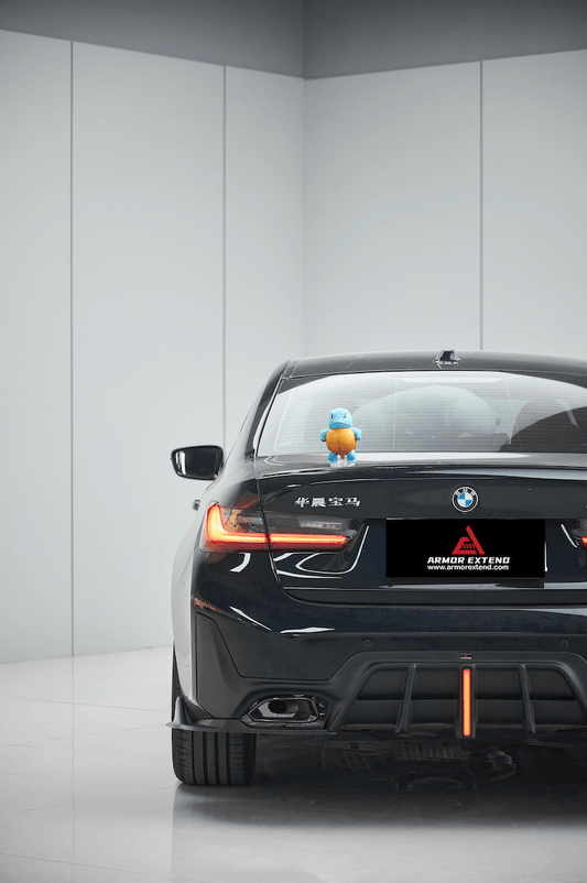 BMW 3 Series 330i (With M-Package Bumper, does not fit base model) M340i G20 G21 LCI 2023 2024 with Aftermarket Parts - Plustic Style Rear Diffuser & Canards ABS from ArmorExtend