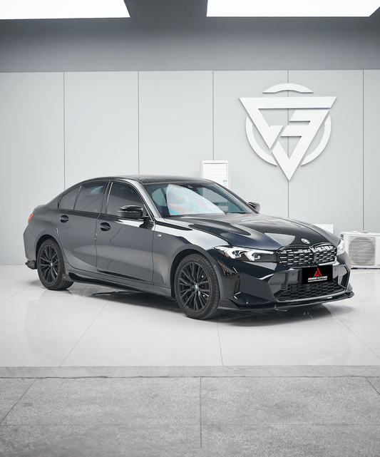 BMW 3 Series 330i (With M-Package Bumper, does not fit base model) M340i LCI G20 G21 2023 2024 with Aftermarket Parts - Plustic Style Front Lip ABS from ArmorExtend