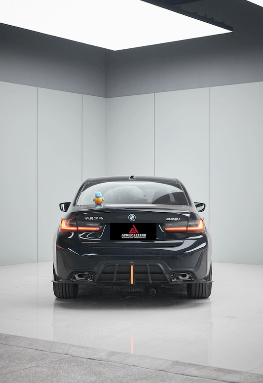 BMW 3 Series 330i (With M-Package Bumper, does not fit base model) M340i G20 G21 LCI 2023 2024 with Aftermarket Parts - Plustic Style Rear Diffuser & Canards ABS from ArmorExtend