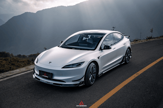 Tesla Model 3 Highland 2024-ON with Aftermarket Parts - AE Style Front Canards Carbon Fiber from ArmorExtend