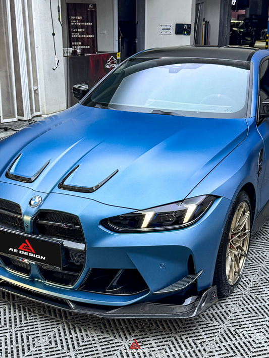 BMW M3 G80 G81 2021 2022 2023 2024 & M4 G82 G83 2021 2022 2023 2024 with Aftermarket Parts - AE Style Front Canards Carbon Fiber from ArmorExtend