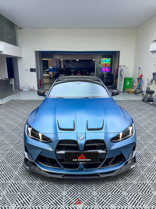 BMW M3 G80 G81 2021 2022 2023 2024 & M4 G82 G83 2021 2022 2023 2024 with Aftermarket Parts - AE Style Front Canards Carbon Fiber from ArmorExtend