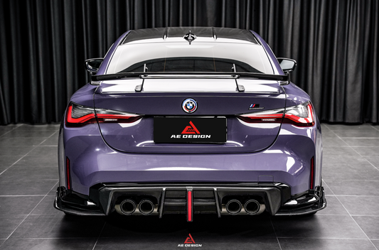 BMW M3 G80 G81 2021 2022 2023 2024 & M4 G82 G83 2021 2022 2023 2024 with Aftermarket Parts - AE V2 Style Rear Diffuser & Canards Carbon Fiber from ArmorExtend