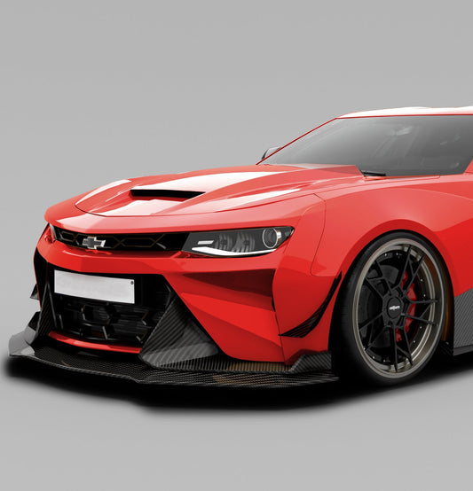 Chevrolet Camaro 6th Gen ZL1 Z/28 2SS 1SS 3LT 2LT 1LT 2LS 1LS 2015 2016 2017 2018 2019 2020 2021 2022 2023 2024 with Aftermarket Parts - Front Bumper & Lip Carbon Fiber/FRP from SPECTER PLUS
