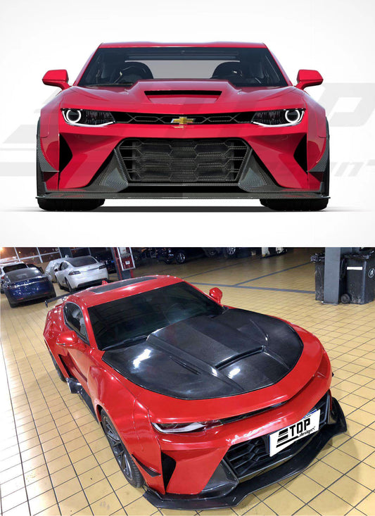 Chevrolet Camaro 6th Gen ZL1 Z/28 2SS 1SS 3LT 2LT 1LT 2LS 1LS 2015 2016 2017 2018 2019 2020 2021 2022 2023 2024 with Aftermarket Parts - Front Canards Carbon Fiber/FRP from SPECTER PLUS