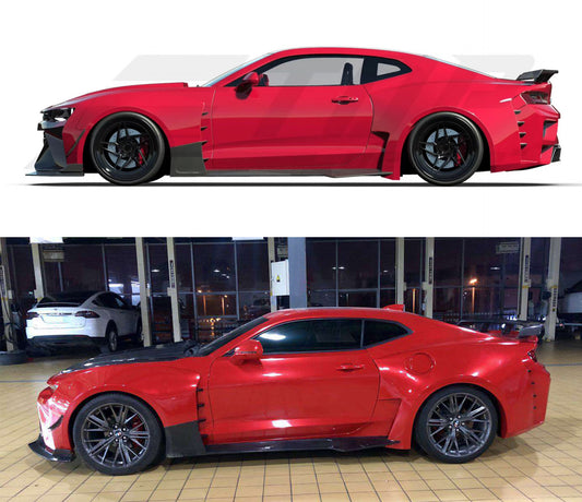 Chevrolet Camaro 6th Gen ZL1 Z/28 2SS 1SS 3LT 2LT 1LT 2LS 1LS 2015 2016 2017 2018 2019 2020 2021 2022 2023 2024 with Aftermarket Parts - Side Skirts Carbon Fiber/FRP from SPECTER PLUS