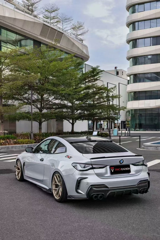 BMW 4 Series 430i (with M-package bumper, does not fit base model) M440i G22 G23 2020-ON with Aftermarket Parts - Rear Diffuser & Canards Pre-preg Carbon Fiber from TAKD Carbon