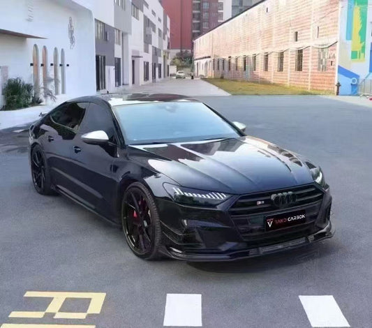 Audi S7 A7 (with s-line bumper) C8 2019 2020 2021 2022 2023 2024 with Aftermarket Parts - Front Lip Pre-preg Carbon Fiber from TAKD Carbon