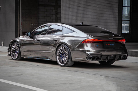 Audi S7 A7 (with s-line bumper) C8 2019 2020 2021 2022 2023 2024 with Aftermarket Parts - Rear Diffuser Pre-preg Carbon Fiber from TAKD Carbon