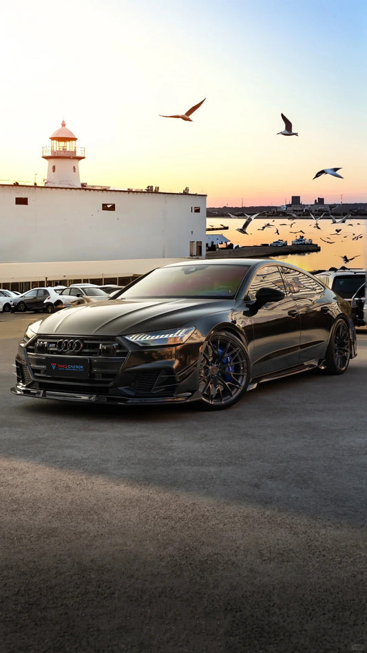 TAKD Carbon Audi A7 S-Line & S7 C8 2019-ON Front Lip Rear Diffuser Bumper Canards Carbon Fiber