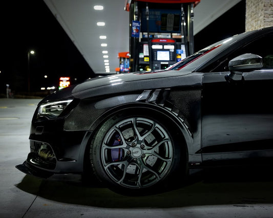 Audi RS3 8V.5 2018 2019 2020 with Aftermarket Parts - Front Fenders Pre-preg Carbon Fiber from TAKD Carbon
