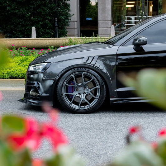 Audi RS3 8V.5 2018 2019 2020 with Aftermarket Parts - Front Fenders Pre-preg Carbon Fiber from TAKD Carbon
